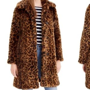 J crew leopard print Faux Fur Coat